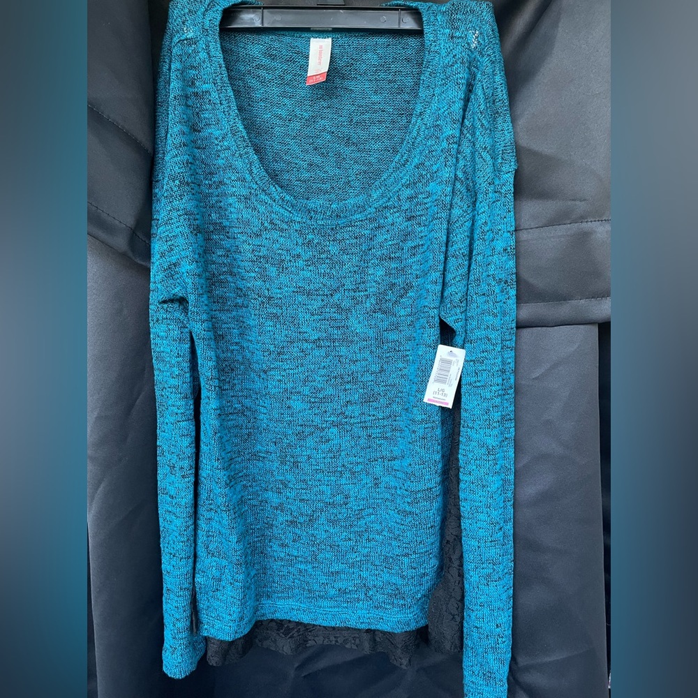 No boundaries- Size Large 11-13. Dark teal long sleeve light sweater top